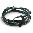 Wide adjustable anchor bracelet black and green