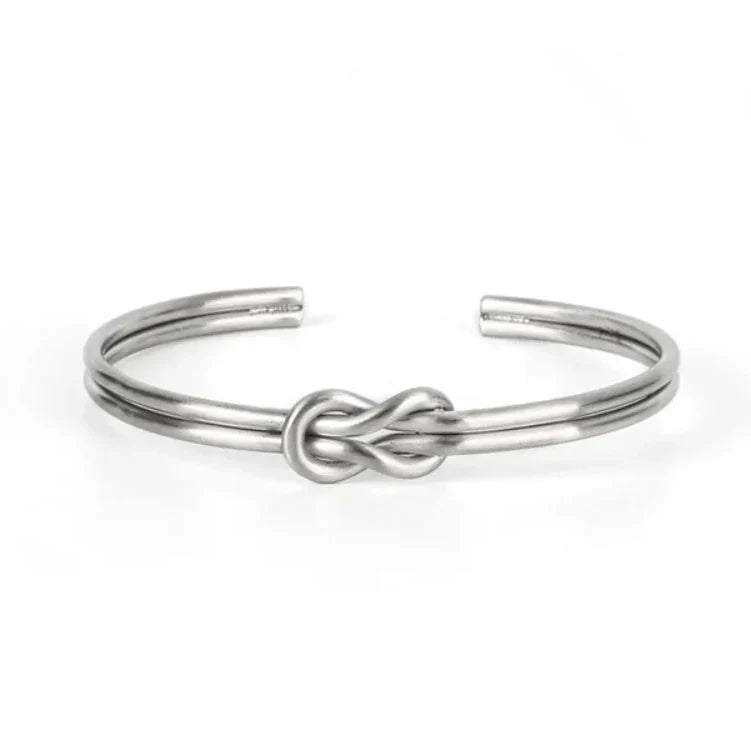 Adjustable bracelet with knot for men silver