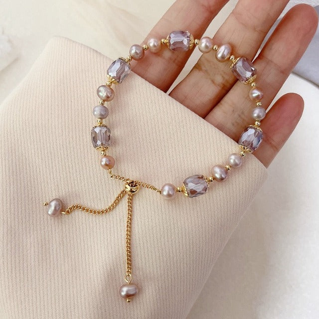 Amethyst Bead Bracelet Natural Stone Chain for Women