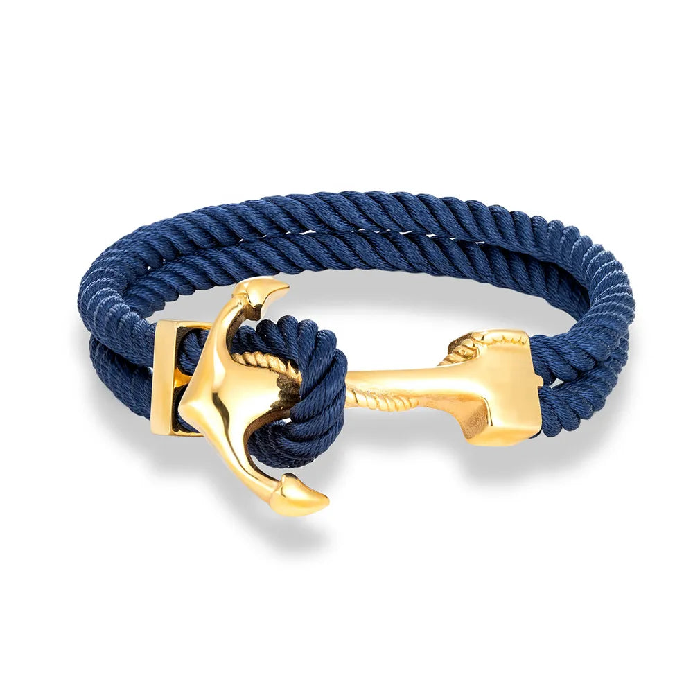 Dark blue men's anchor bracelet