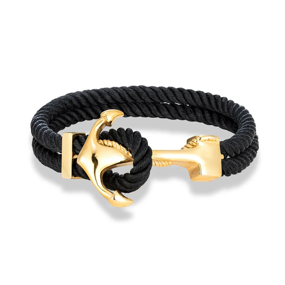 Black men's anchor bracelet