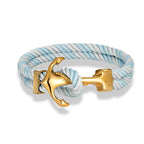 Blue and gray men's anchor bracelet