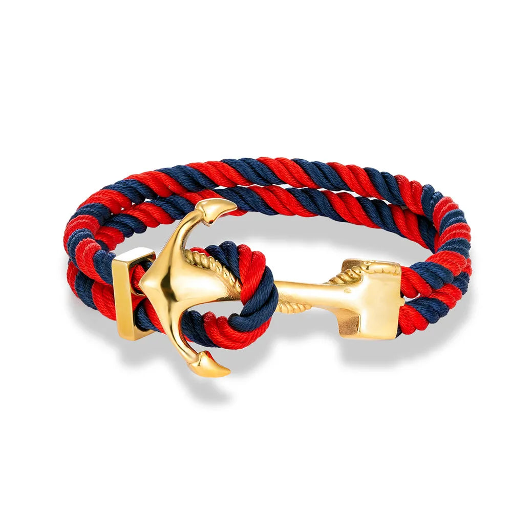 Blue and red men's anchor bracelet