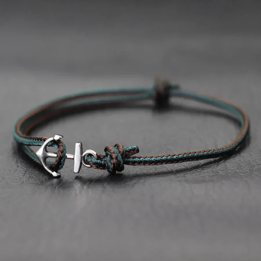 Dark green marine anchor bracelet