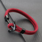 Black and burgundy anchor bracelet