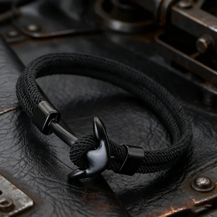 Black and black anchor bracelet