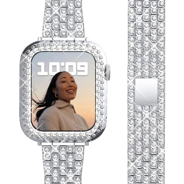 Diamond Apple Watch Bracelet for Women silver