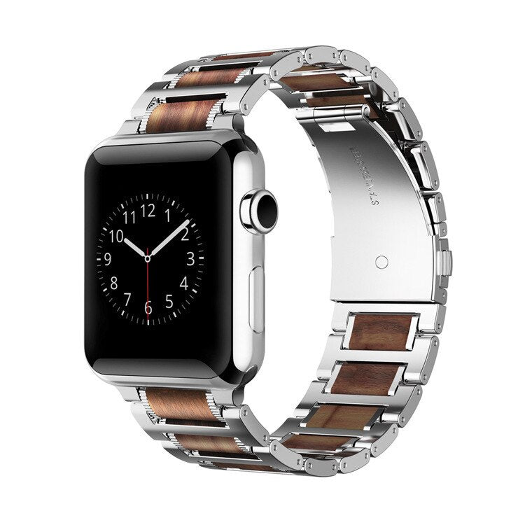 Apple Watch Wood Bracelet silver and brown 