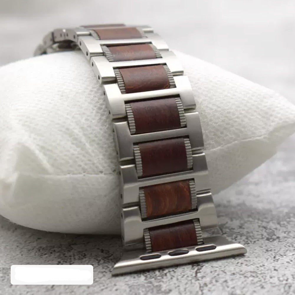 Apple Watch Wood Bracelet silver and brown