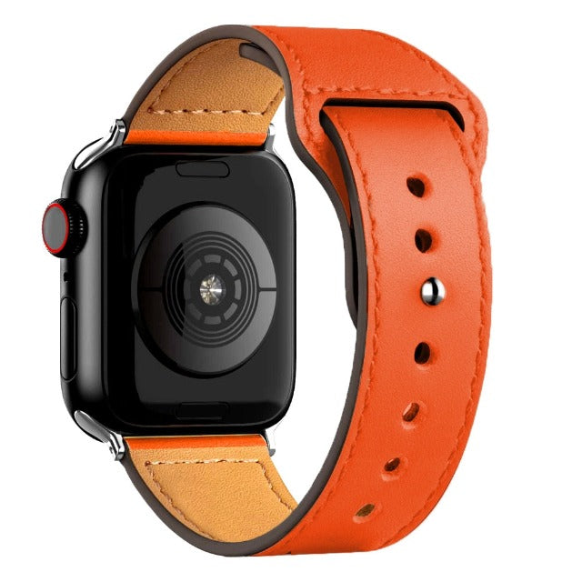 Apple Watch Leather Strap in orange
