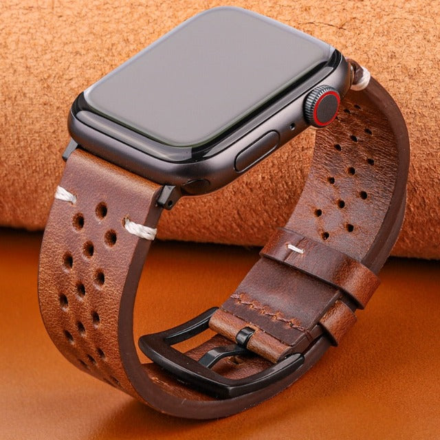 Apple Watch Strap in Genuine Leather brown and black