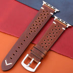 Apple Watch Strap in Genuine Leather brown and silver