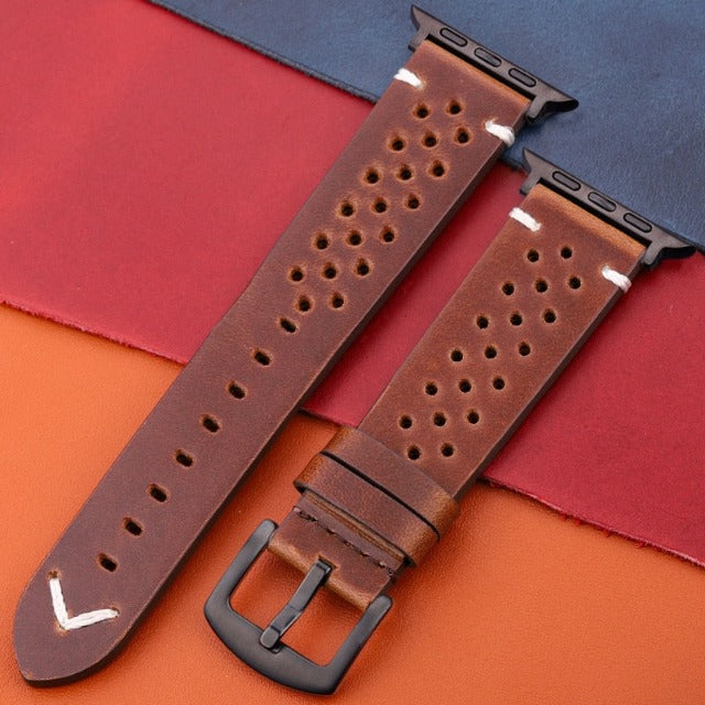 Apple Watch Strap in Genuine Leather brown and black