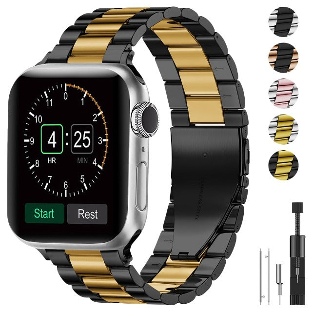 Black and gold Metal Apple Watch band
