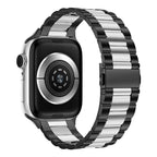 Black and silver Metal Apple Watch band