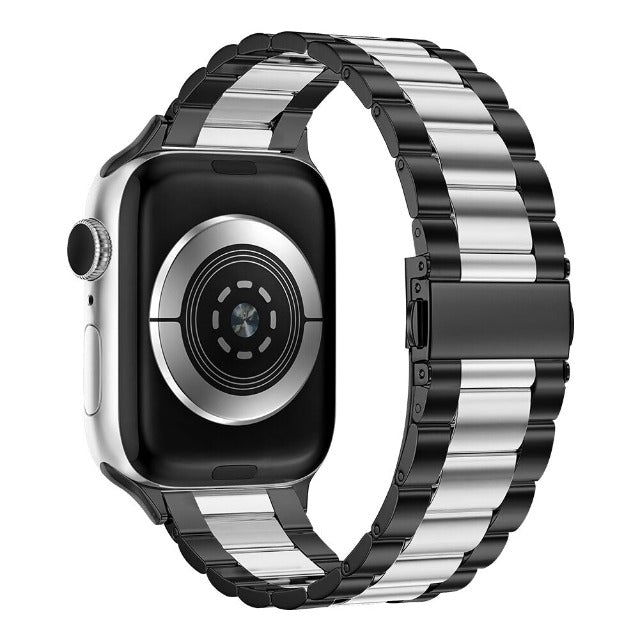 Black and silver Metal Apple Watch band