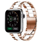 Rose gold and white Metal Apple Watch band