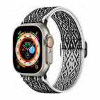 Apple Watch Band in White and Black Woven Nylon