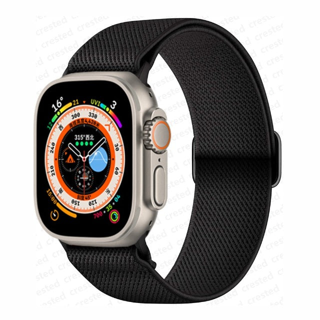 Apple Watch Band in Black Woven Nylon