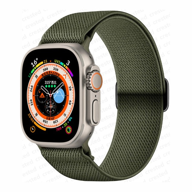 Apple Watch Band in Khaki Green Woven Nylon
