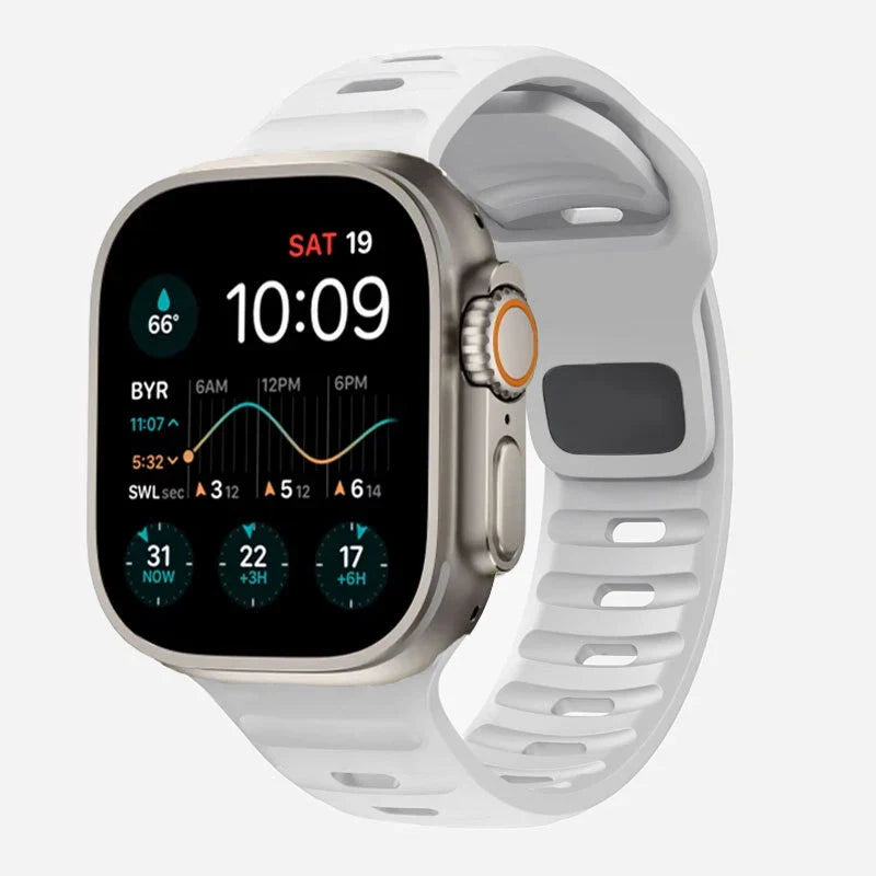 White Surgical Silicone Apple Watch Band