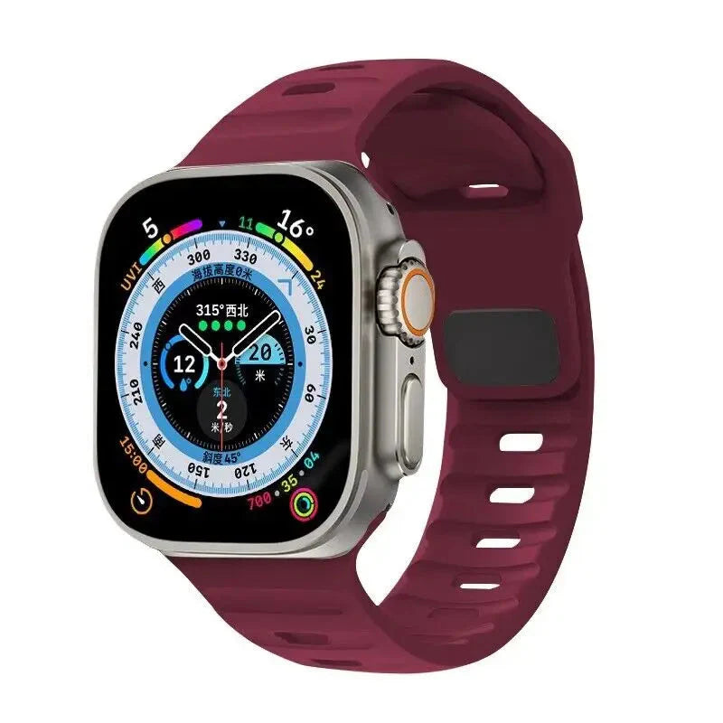 Burgundy Surgical Silicone Apple Watch Band