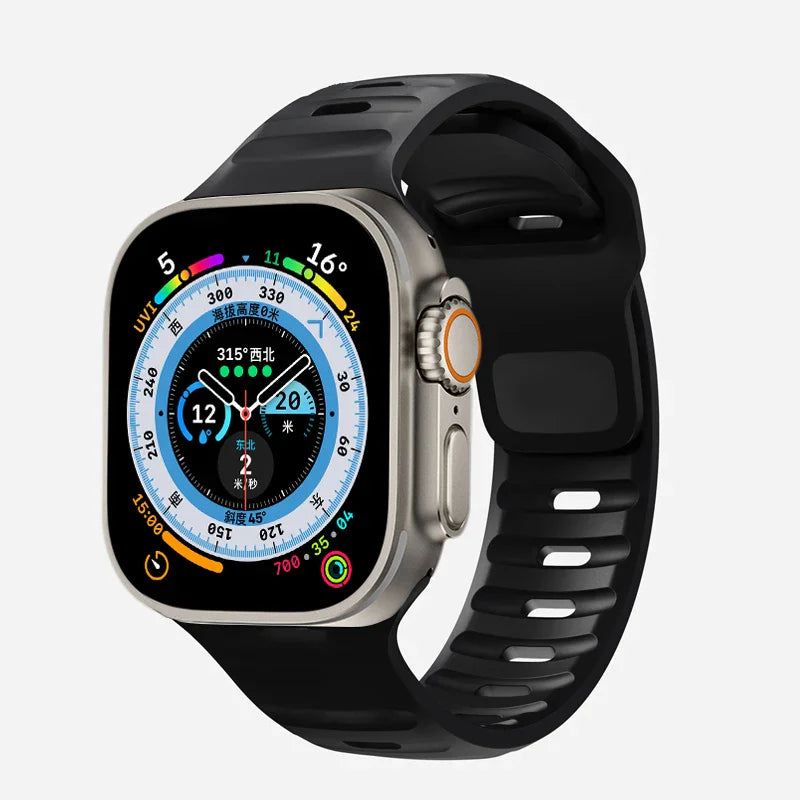 Black Surgical Silicone Apple Watch Band
