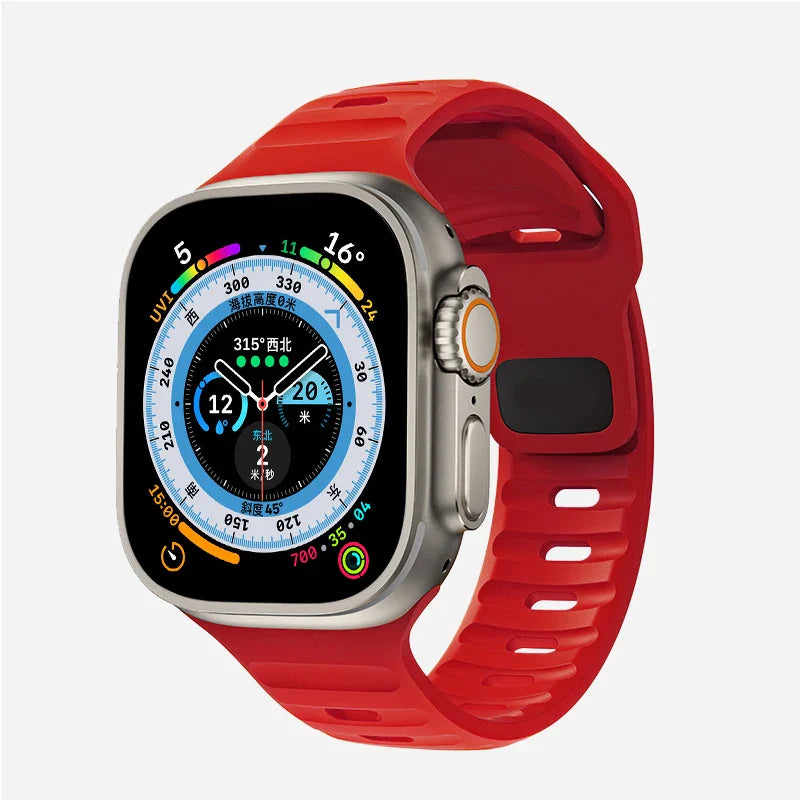 Red Surgical Silicone Apple Watch Band