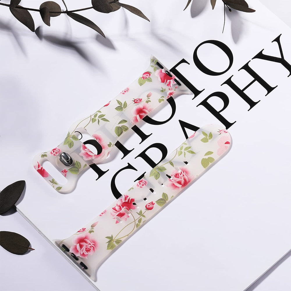 Women's Apple Watch Bracelet with Floral Print