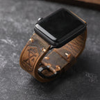 Men's Apple Watch Strap in Thick Black Leather