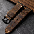 Men's Apple Watch Strap in Thick Brown Black Leather