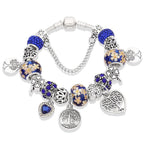 Tree of Life Bracelet Sterling Silver for Women Navy Blue