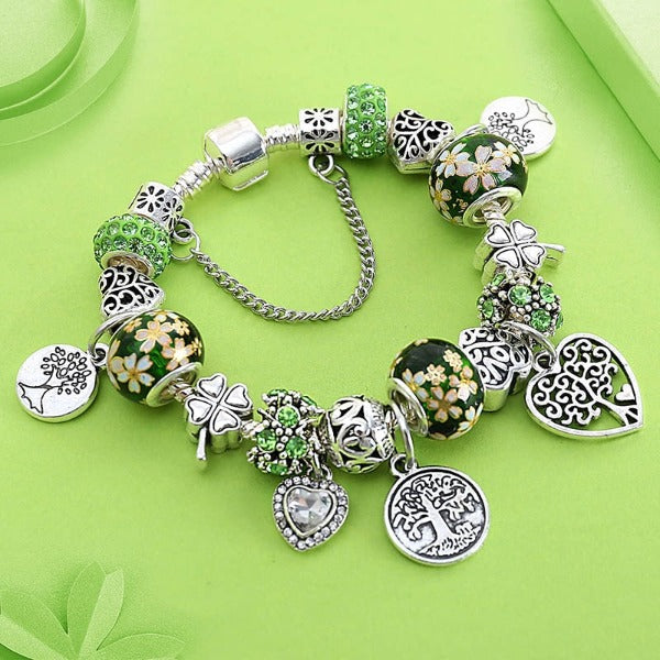 Tree of Life Bracelet Sterling Silver for Women Green
