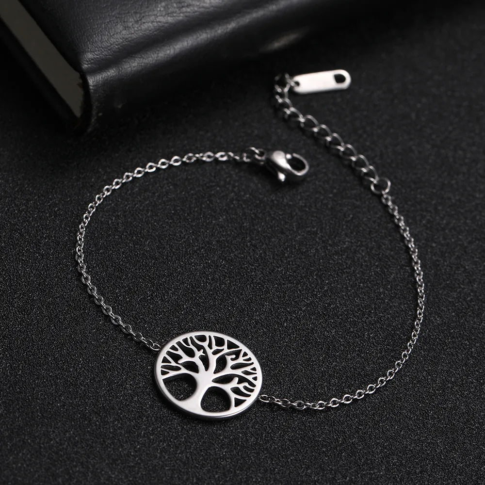Fine Silver Women’s Tree of Life Curb Bracelet