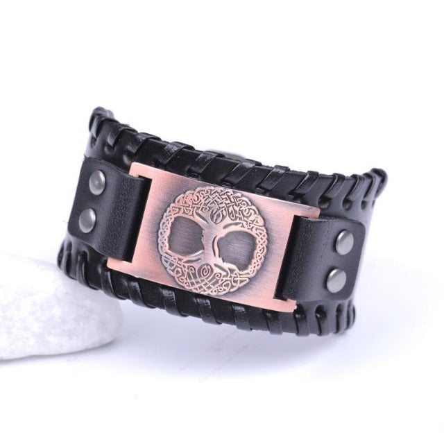 Men's Tree of Life Bracelet in Black and Copper