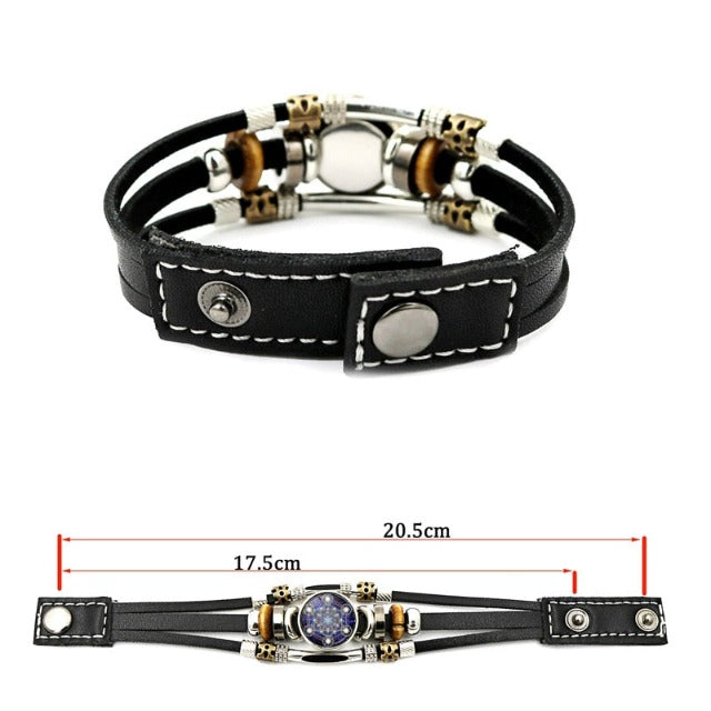 Metatron Archangel Leather Curb Bracelet