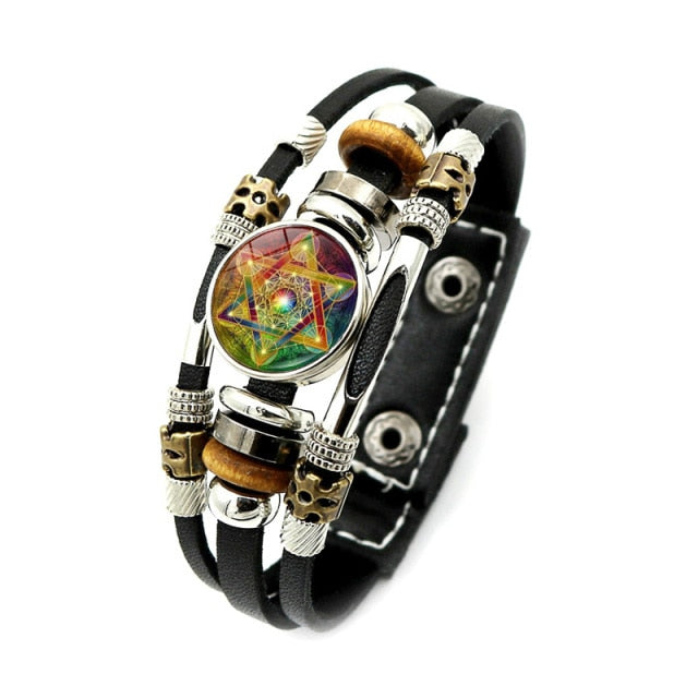 Metatron Archangel Leather Curb Bracelet