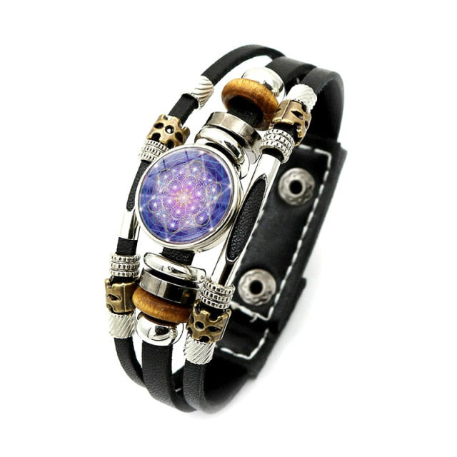 Metatron Archangel Leather Curb Bracelet