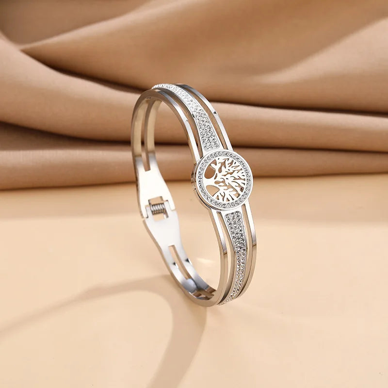 Bracelet with Tree of Life and Silver Crystal