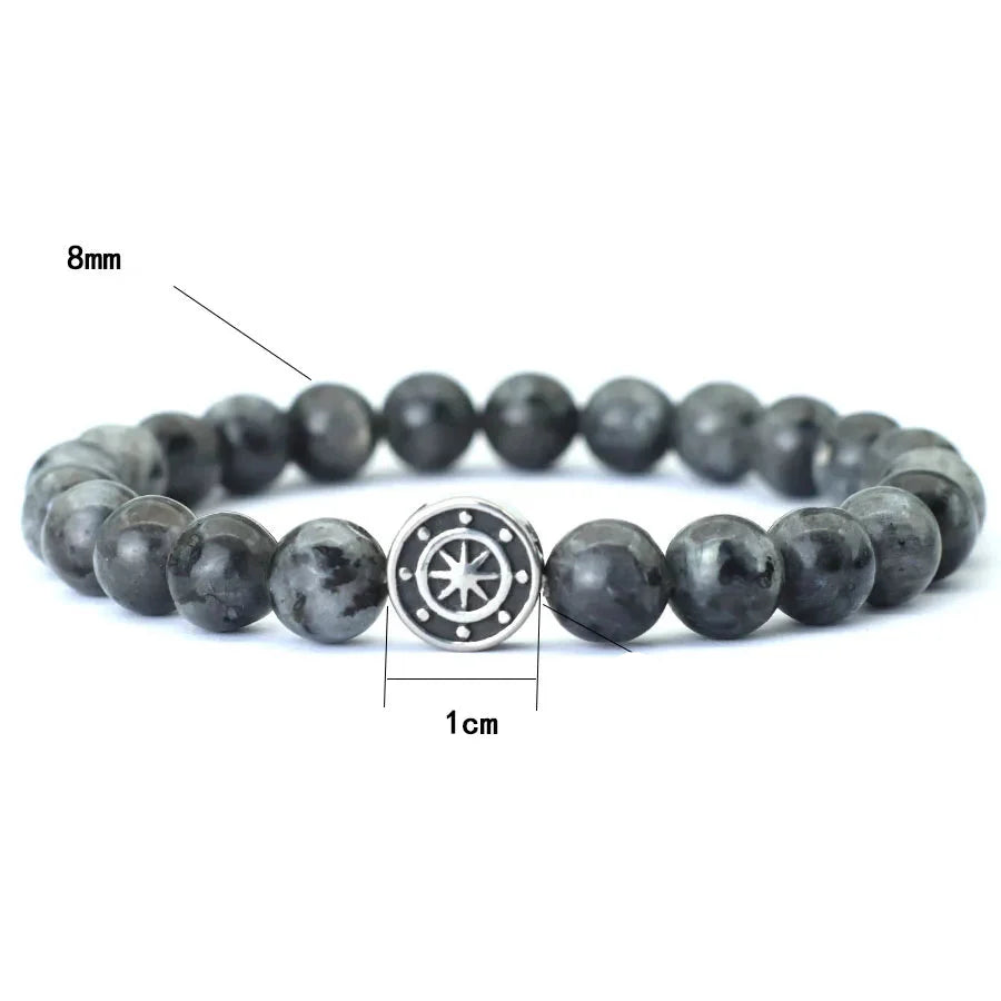 Bracelet with Compass Wind Rose in Natural Stones