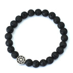 Bracelet with Compass Wind Rose in Natural Stones lava stone