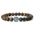 Bracelet with Compass Wind Rose in Natural Stones tiger's eye