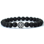 Bracelet with Compass Wind Rose in Natural Stones onyx