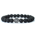 Bracelet with Compass Wind Rose in Natural Stones lava stone