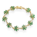 Bracelet with green enamel palm charms