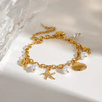Bracelet with Shells and White Pearls