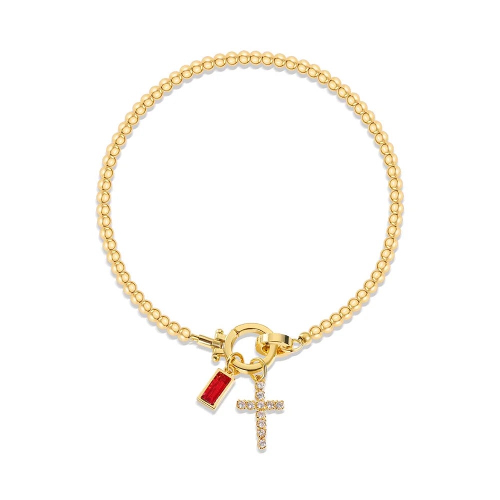 Bracelet with cross and birthstone