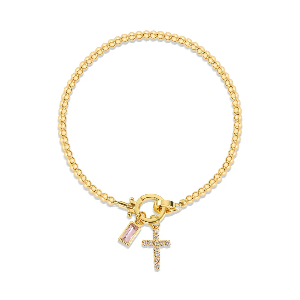 Bracelet with cross and birthstone