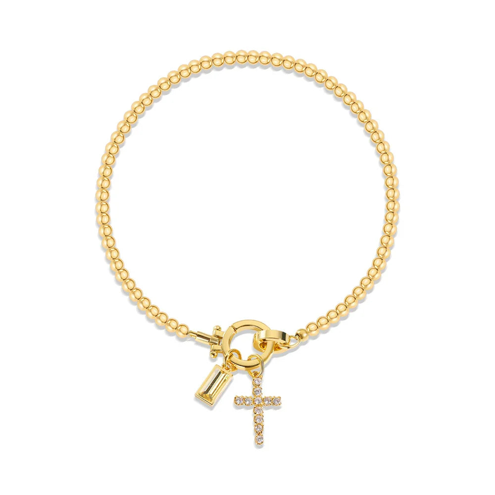 Bracelet with cross and birthstone