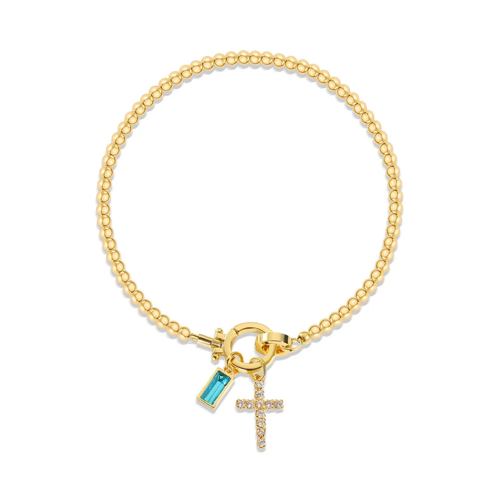 Bracelet with cross and birthstone